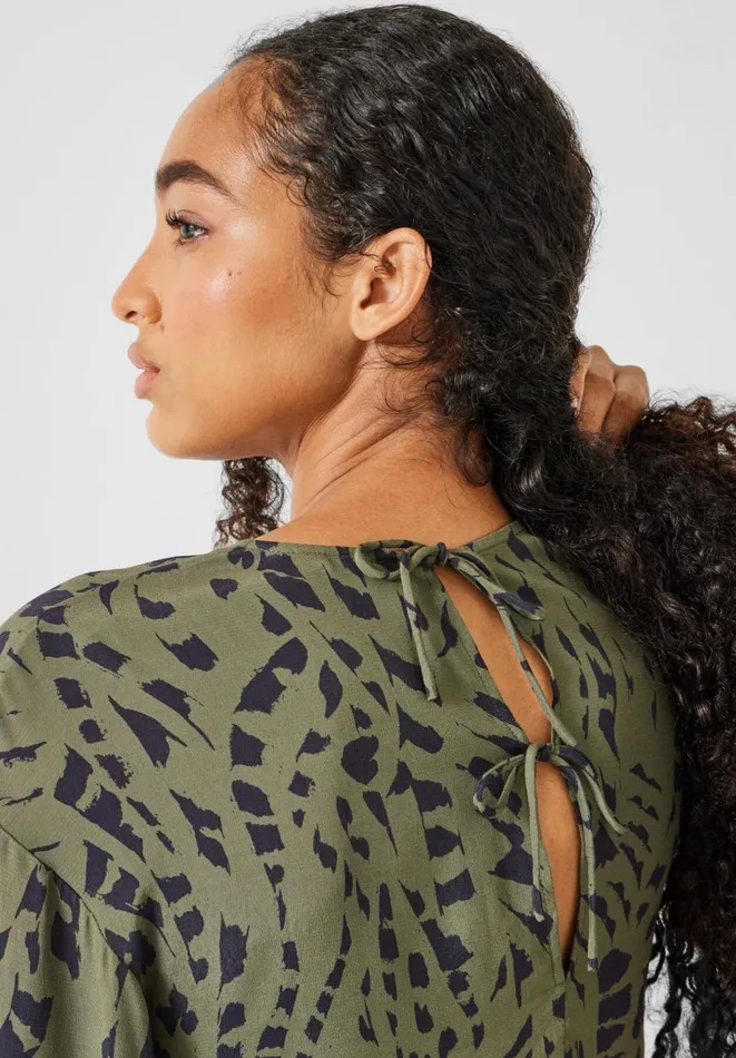 Hush Shirts and Blouses Women Sofia Oversized Draped Blouse Khaki Mark