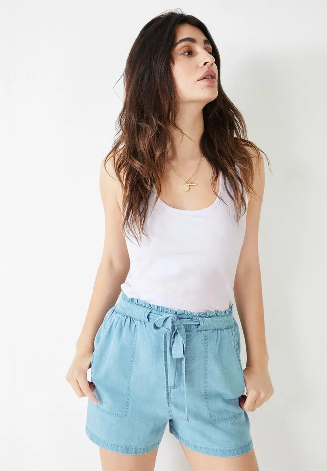 Hush Shorts Women Chambray Shorts Light Blue Authentic Hush Shorts Women Chambray Shorts Light Blue Authentic