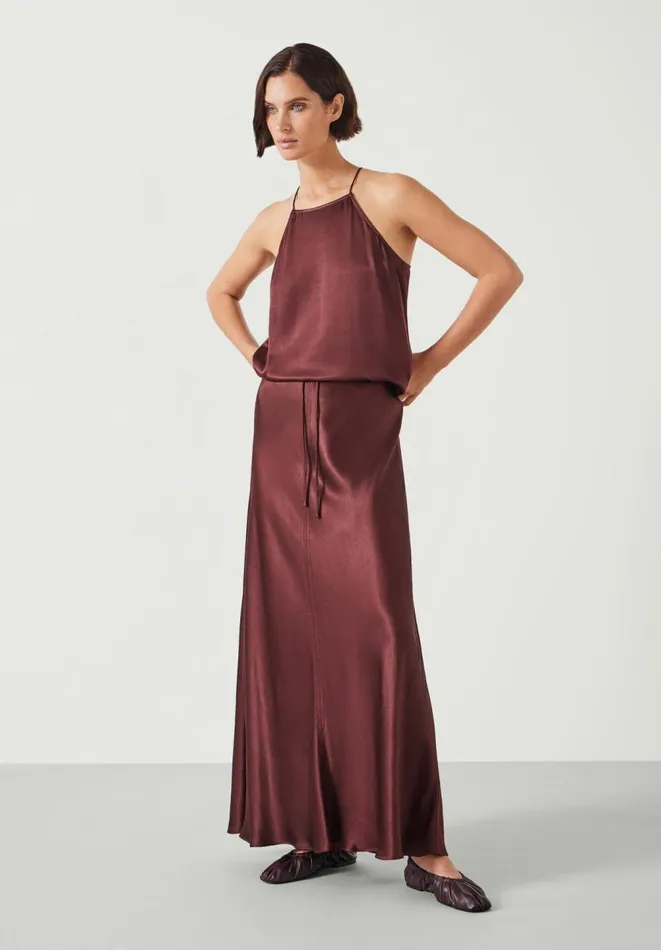 Hush Skirts Women Brielle Satin Skirt Chocolate Brown