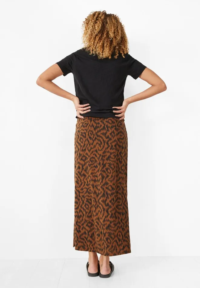 Hush Skirts Women Jorja Jersey Cotton Maxi Skirt Abstract Ikat Brown