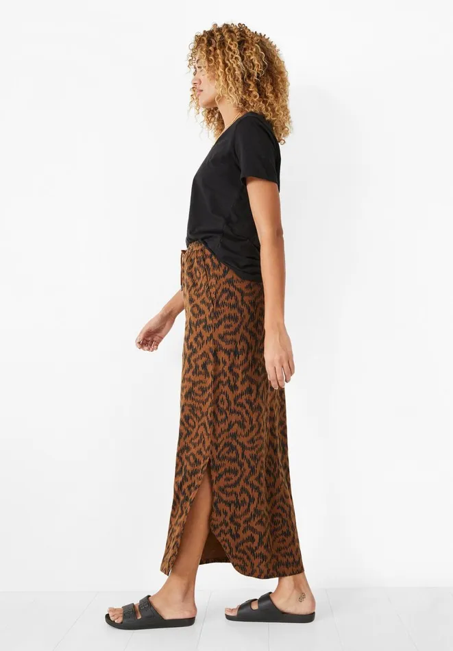 Hush Skirts Women Jorja Jersey Cotton Maxi Skirt Abstract Ikat Brown