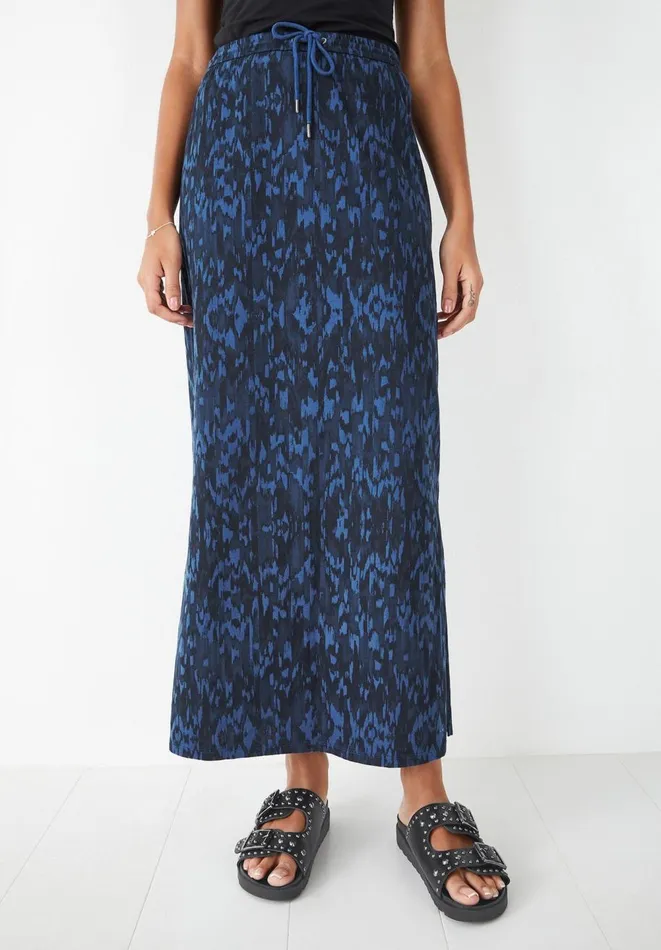Hush Skirts Women Jorja Jersey Cotton Maxi Skirt Ikat Blue