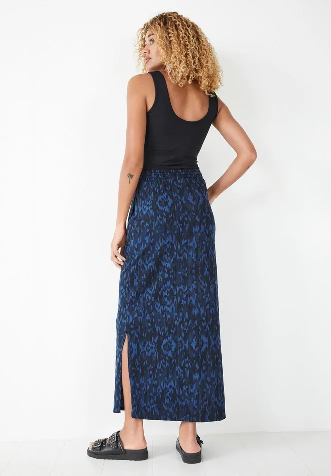 Hush Skirts Women Jorja Jersey Cotton Maxi Skirt Ikat Blue