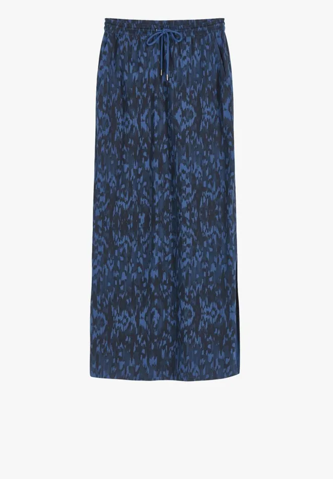 Hush Skirts Women Jorja Jersey Cotton Maxi Skirt Ikat Blue