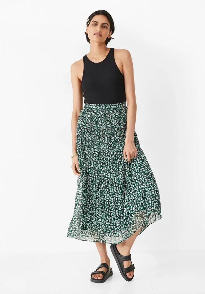 Hush Skirts Women Mavis Pleated Midi Skirt Mini Daisy Black