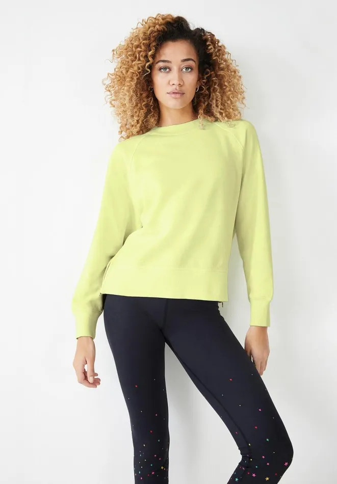 Hush Sweatshirts and Hoodies Women Ada Side Zip Sweatshirt Washed Neon Yellow