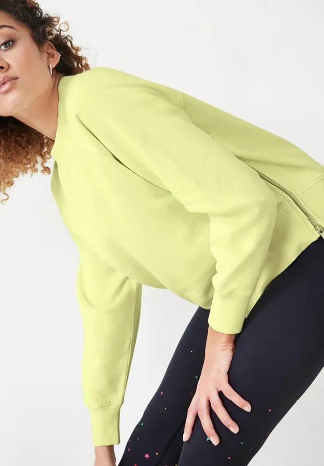 Hush Sweatshirts and Hoodies Women Ada Side Zip Sweatshirt Washed Neon Yellow