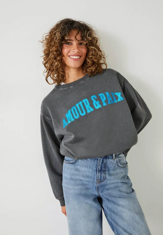 Hush Sweatshirts and Hoodies Women L039Amour and Paix Sweatshirt Dark Grey