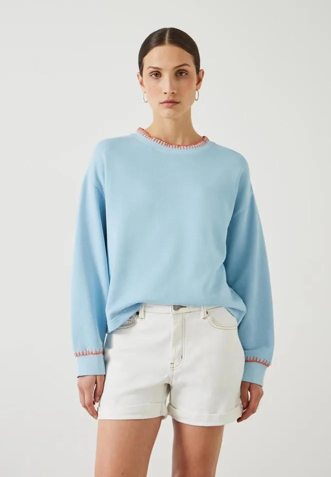 Hush Sweatshirts and Hoodies Women Phoebe Relaxed Contrast Stitch Sweatshirt Blue Bell
