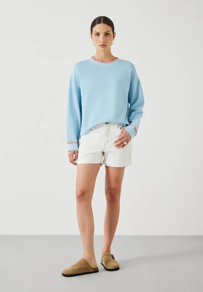 Hush Sweatshirts and Hoodies Women Phoebe Relaxed Contrast Stitch Sweatshirt Blue Bell Hush Sweatshirts and Hoodies Women Phoebe Relaxed Contrast Stitch Sweatshirt Blue Bell