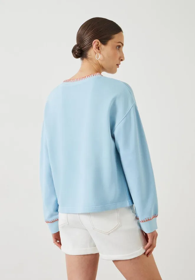 Hush Sweatshirts and Hoodies Women Phoebe Relaxed Contrast Stitch Sweatshirt Blue Bell Hush Sweatshirts and Hoodies Women Phoebe Relaxed Contrast Stitch Sweatshirt Blue Bell