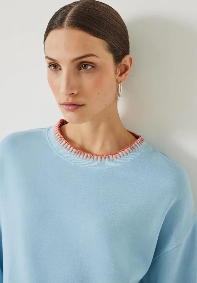 Hush Sweatshirts and Hoodies Women Phoebe Relaxed Contrast Stitch Sweatshirt Blue Bell Hush Sweatshirts and Hoodies Women Phoebe Relaxed Contrast Stitch Sweatshirt Blue Bell