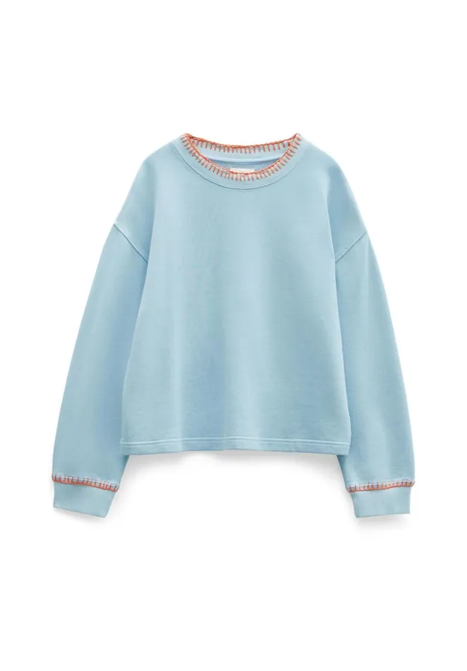 Hush Sweatshirts and Hoodies Women Phoebe Relaxed Contrast Stitch Sweatshirt Blue Bell Hush Sweatshirts and Hoodies Women Phoebe Relaxed Contrast Stitch Sweatshirt Blue Bell