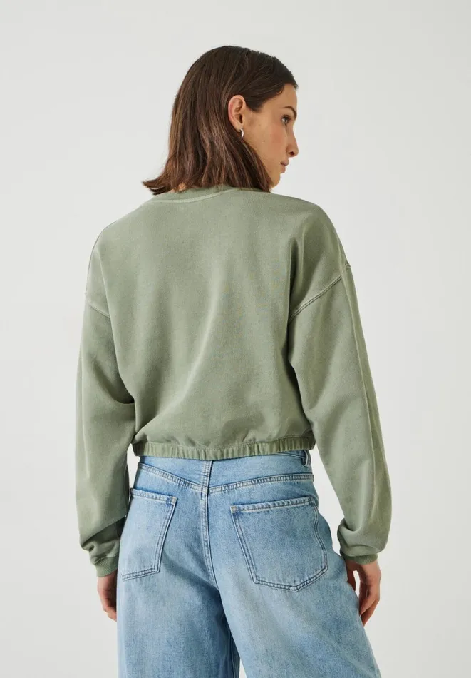 Hush Sweatshirts and Hoodies Women Rye Cropped Bubblehem Sweatshirt Light Khaki Hush Sweatshirts and Hoodies Women Rye Cropped Bubblehem Sweatshirt Light Khaki