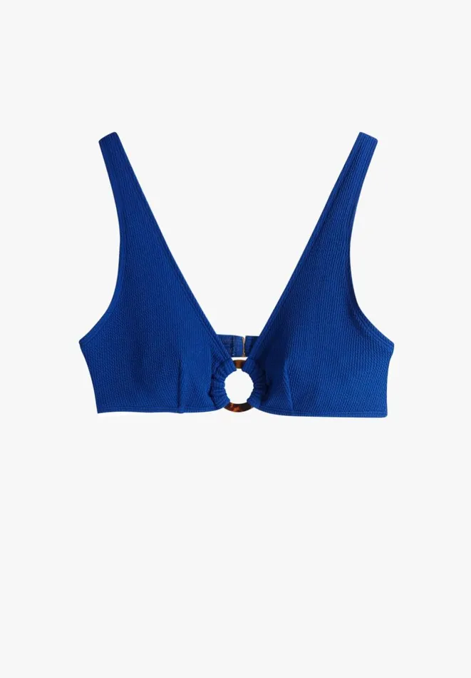 Hush Swimwear and Beachwear Women Crinkle Ribbed Ring Bikini Top Bright Blue