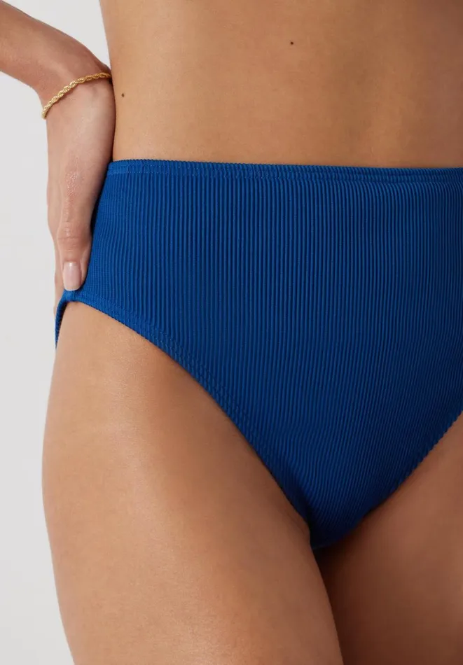 Hush Swimwear and Beachwear Women Harper High Waisted Rib Bikini Bottoms Petrol