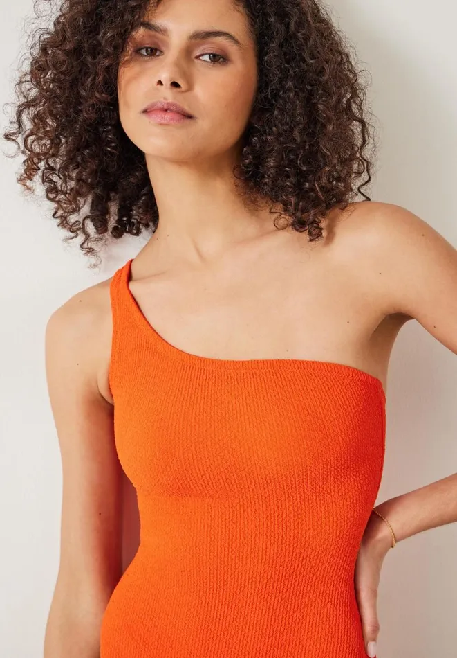 Hush Swimwear and Beachwear Women Oakley Crinkle One Shoulder Swimsuit Orange