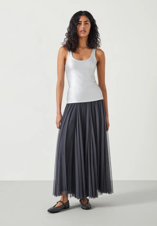Hush Tops and Tshirts Women Alyssa Metallic Rib Vest Silver