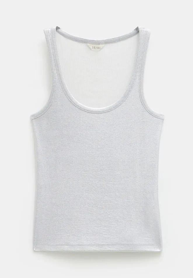 Hush Tops and Tshirts Women Alyssa Metallic Rib Vest Silver