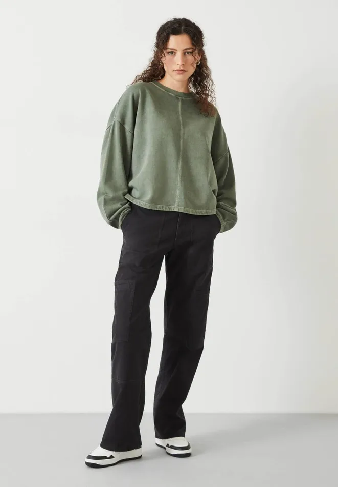 Hush Tops and Tshirts Women Amara Seam Detail Sweatshirt Dark Khaki Hush Tops and Tshirts Women Amara Seam Detail Sweatshirt Dark Khaki