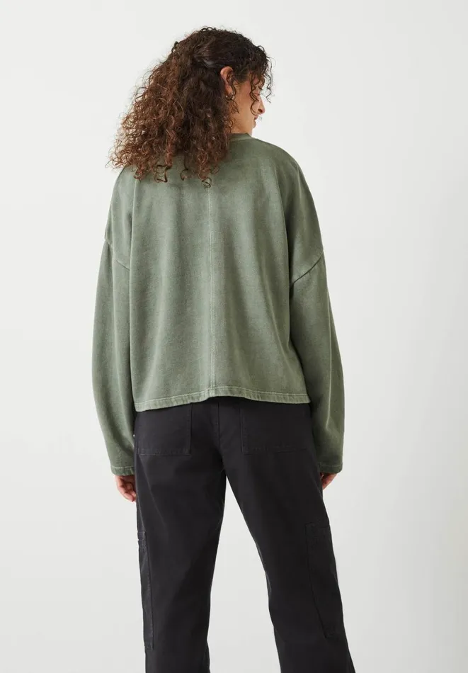 Hush Tops and Tshirts Women Amara Seam Detail Sweatshirt Dark Khaki Hush Tops and Tshirts Women Amara Seam Detail Sweatshirt Dark Khaki