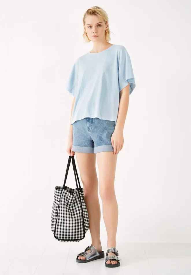 Hush Tops and Tshirts Women Annie Seam Detail Tee Soft Blue