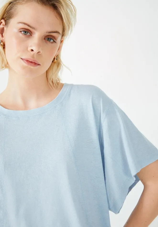 Hush Tops and Tshirts Women Annie Seam Detail Tee Soft Blue Hush Tops and Tshirts Women Annie Seam Detail Tee Soft Blue