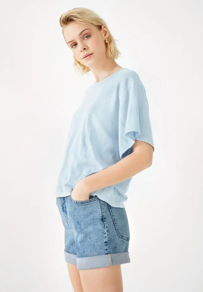 Hush Tops and Tshirts Women Annie Seam Detail Tee Soft Blue Hush Tops and Tshirts Women Annie Seam Detail Tee Soft Blue
