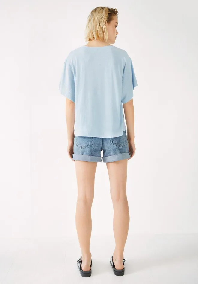 Hush Tops and Tshirts Women Annie Seam Detail Tee Soft Blue Hush Tops and Tshirts Women Annie Seam Detail Tee Soft Blue