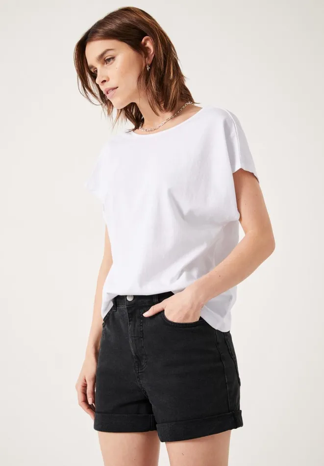 Hush Tops and Tshirts Women Back Scoop Detail Cotton TShirt White