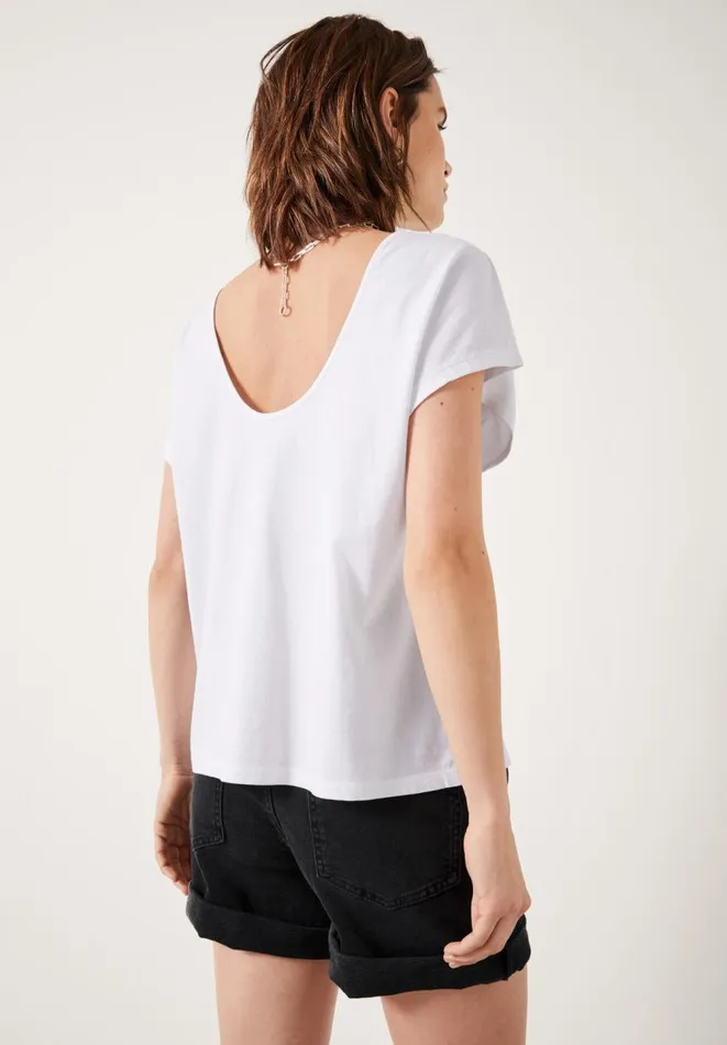 Hush Tops and Tshirts Women Back Scoop Detail Cotton TShirt White