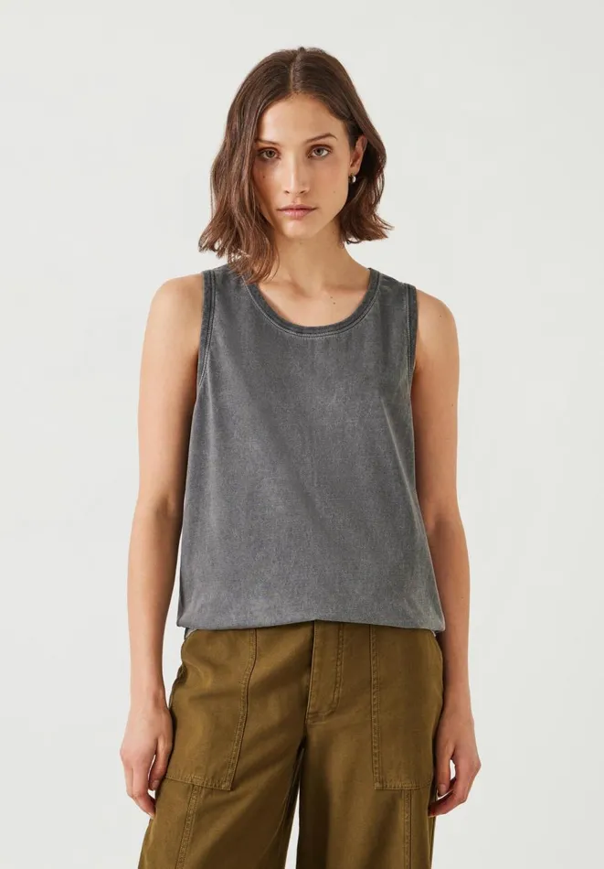 Hush Tops and Tshirts Women Carla Relaxed Tank Top Washed Black