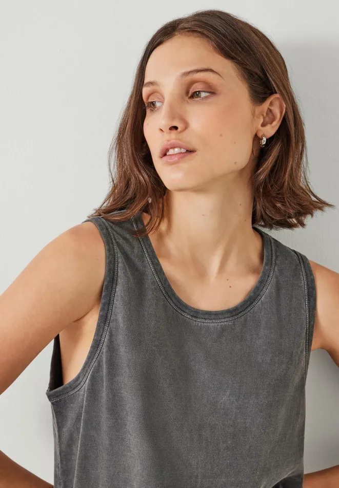 Hush Tops and Tshirts Women Carla Relaxed Tank Top Washed Black