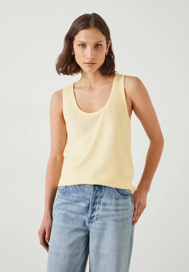 Hush Tops and Tshirts Women Cotton Slub Tank Top Butter Lemon