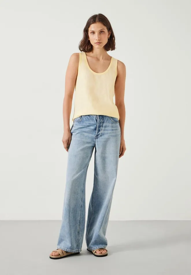 Hush Tops and Tshirts Women Cotton Slub Tank Top Butter Lemon Hush Tops and Tshirts Women Cotton Slub Tank Top Butter Lemon