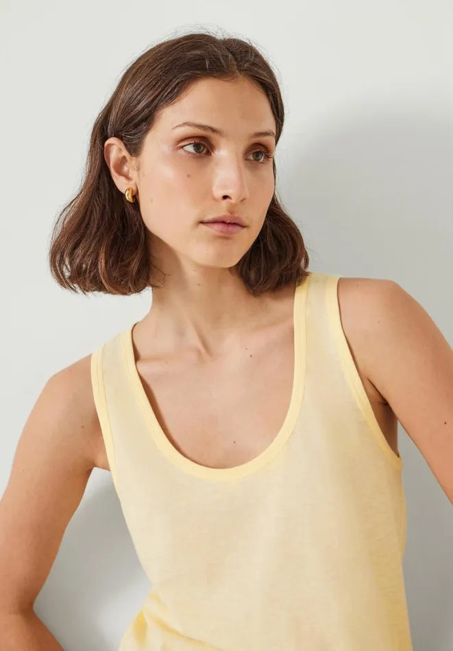 Hush Tops and Tshirts Women Cotton Slub Tank Top Butter Lemon Hush Tops and Tshirts Women Cotton Slub Tank Top Butter Lemon