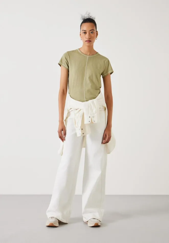 Hush Tops and Tshirts Women Danika Stitch Detail TShirt Olive Green Hush Tops and Tshirts Women Danika Stitch Detail TShirt Olive Green