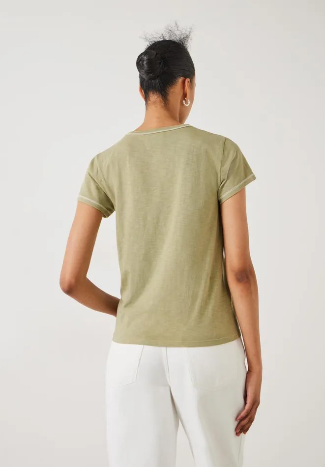 Hush Tops and Tshirts Women Danika Stitch Detail TShirt Olive Green Hush Tops and Tshirts Women Danika Stitch Detail TShirt Olive Green