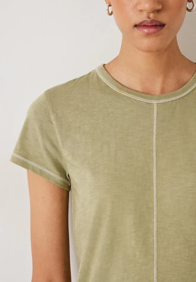 Hush Tops and Tshirts Women Danika Stitch Detail TShirt Olive Green Hush Tops and Tshirts Women Danika Stitch Detail TShirt Olive Green