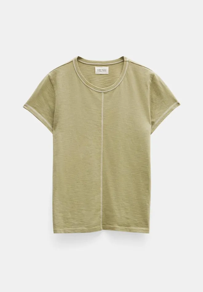 Hush Tops and Tshirts Women Danika Stitch Detail TShirt Olive Green Hush Tops and Tshirts Women Danika Stitch Detail TShirt Olive Green