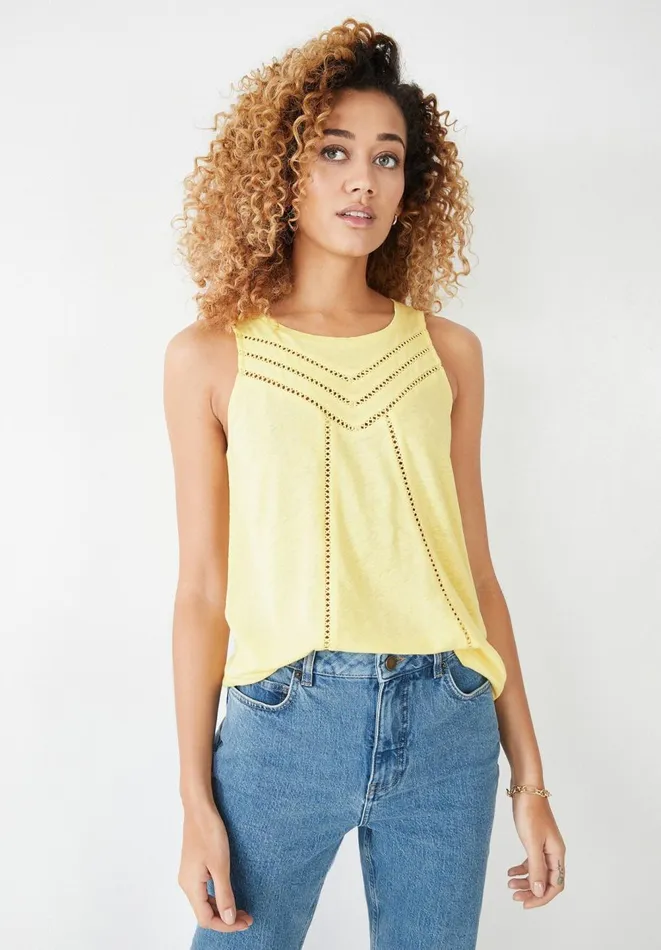 Hush Tops and Tshirts Women Etta Linen Vest Pale Yellow Hush Tops and Tshirts Women Etta Linen Vest Pale Yellow