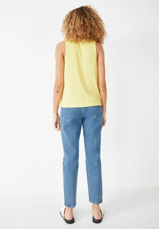 Hush Tops and Tshirts Women Etta Linen Vest Pale Yellow Hush Tops and Tshirts Women Etta Linen Vest Pale Yellow