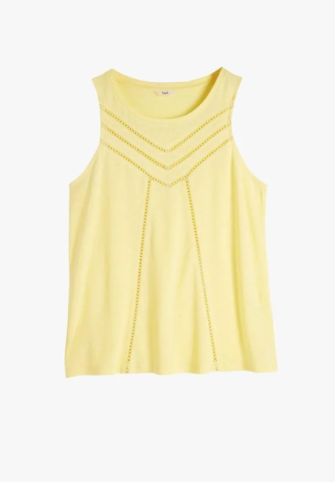 Hush Tops and Tshirts Women Etta Linen Vest Pale Yellow Hush Tops and Tshirts Women Etta Linen Vest Pale Yellow