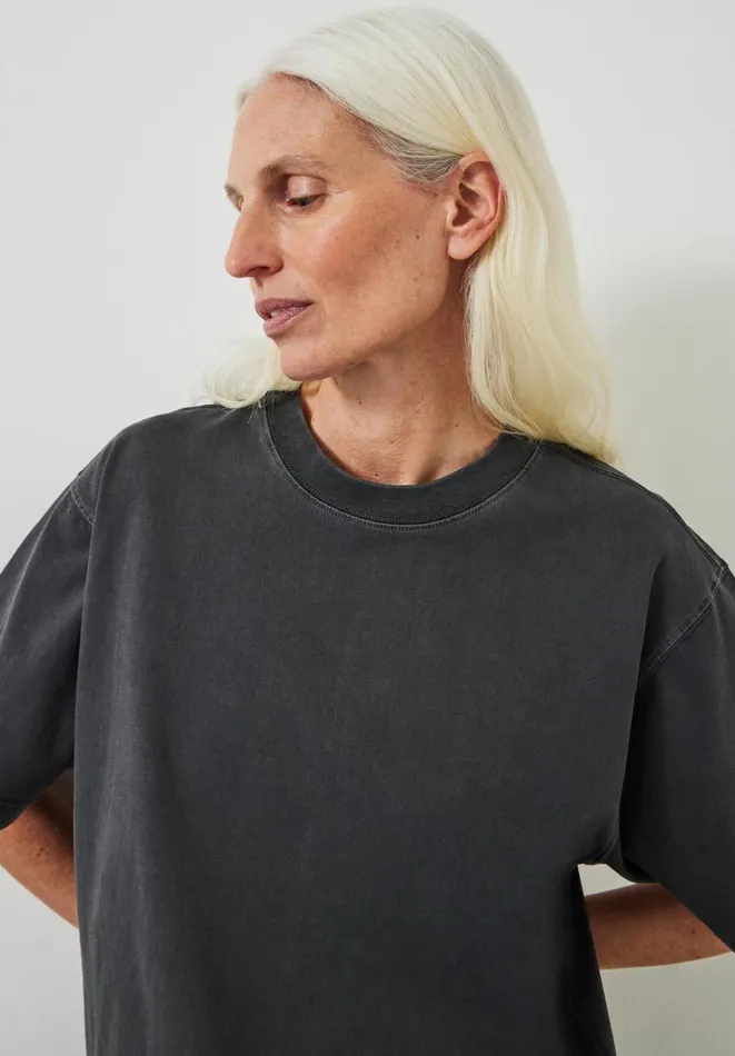 Hush Tops and Tshirts Women Flo Oversized Cotton TShirt Black