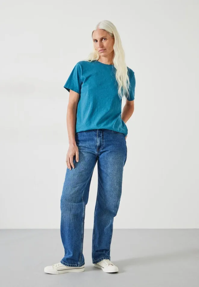 Hush Tops and Tshirts Women Hattie Cotton Slub Crew Neck TShirt Deep Aqua Hush Tops and Tshirts Women Hattie Cotton Slub Crew Neck TShirt Deep Aqua