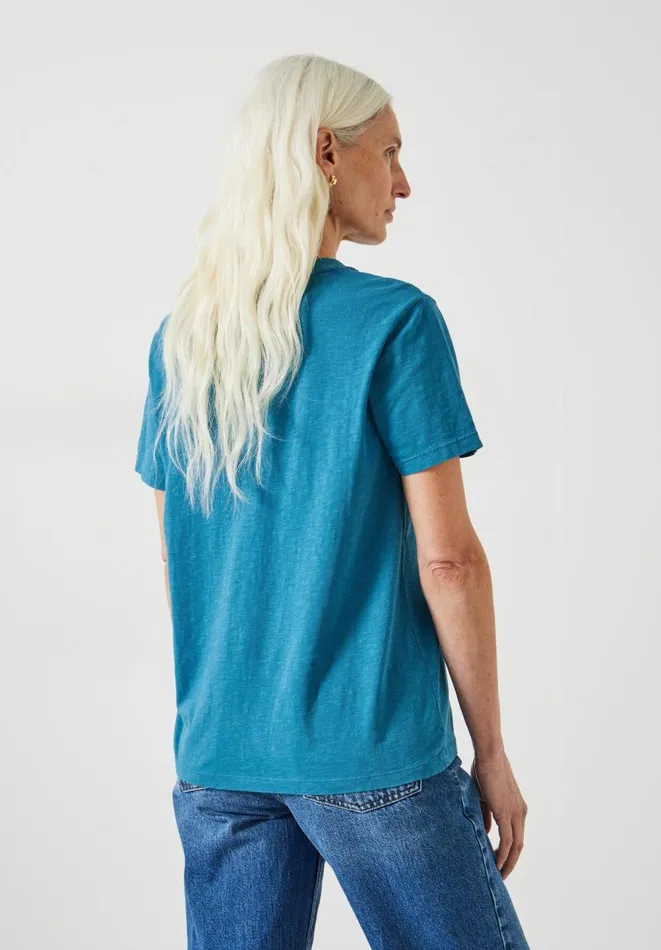 Hush Tops and Tshirts Women Hattie Cotton Slub Crew Neck TShirt Deep Aqua Hush Tops and Tshirts Women Hattie Cotton Slub Crew Neck TShirt Deep Aqua