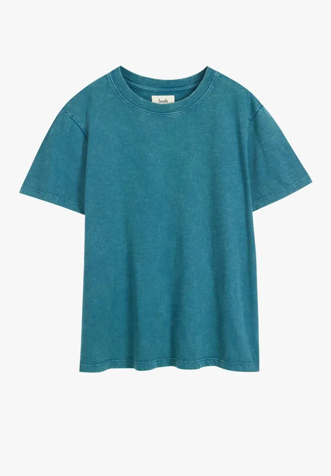 Hush Tops and Tshirts Women Hattie Cotton Slub Crew Neck TShirt Deep Aqua Hush Tops and Tshirts Women Hattie Cotton Slub Crew Neck TShirt Deep Aqua