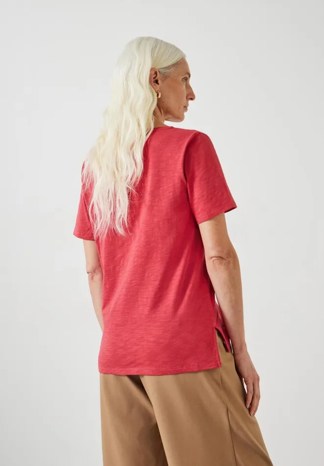 Hush Tops and Tshirts Women Kali Cotton Slub VNeck TShirt Dusty Red
