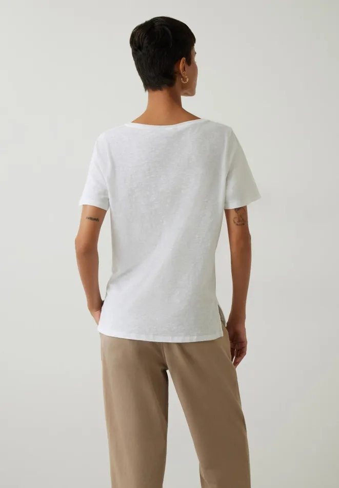 Hush Tops and Tshirts Women Kali Cotton Slub VNeck TShirt White