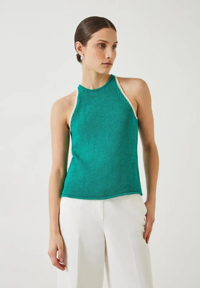 Hush Tops and Tshirts Women Keekee Contrast Stitch Knitted Vest Top Green